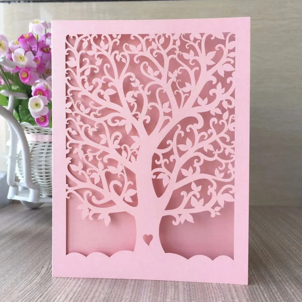 

30pcs/lot free shipping and printable chic christmas tree for wedding invitations and party decoration 23 colors laser cut favor