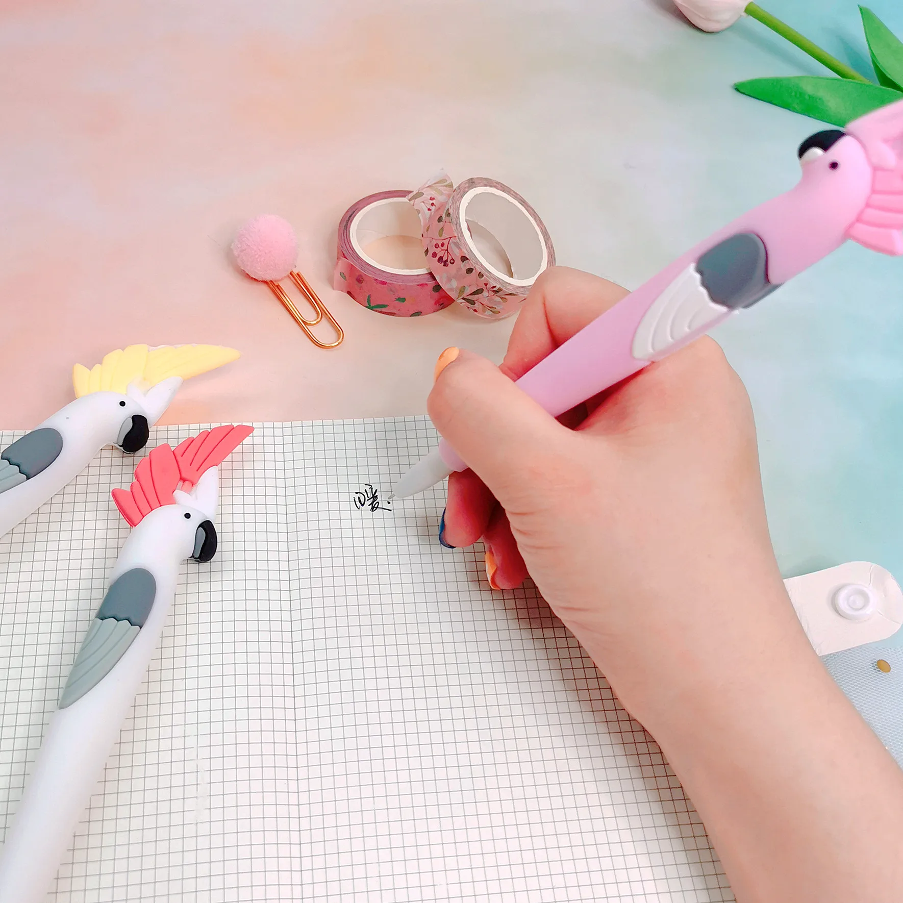 1 шт./лот корейские милые Мультяшные гелевые ручки Kawaii с изображением попугая 0 55
