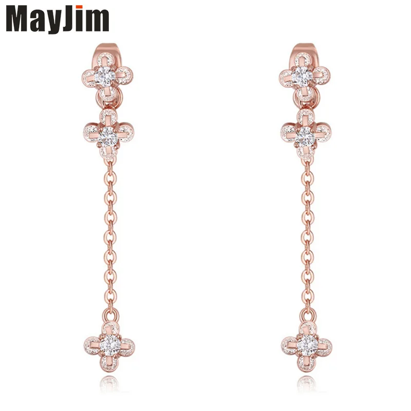 MayJim boucle d'oreille femme 2017 циркониевые Цветочные висячие серьги роскошные модные