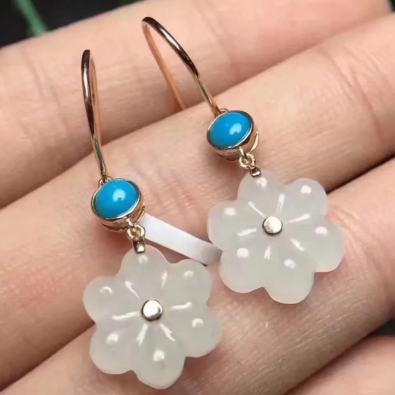 Серьги подвески из серебра 925 пробы с натуральными драгоценными камнями|jewelry