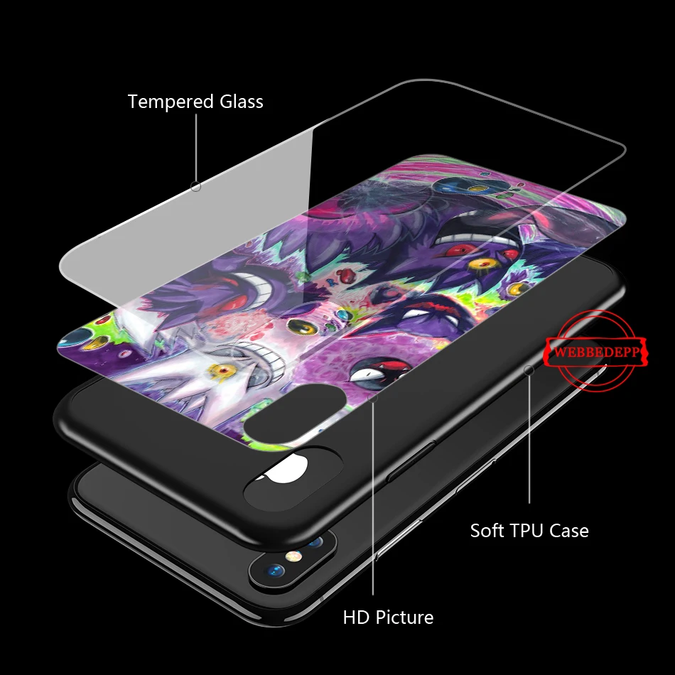 Мультяшные Покемоны eevee pika стеклянный чехол для телефона для Apple iPhone 11 Pro X XS Max 6 6S 7 8 Plus 5 5S SE