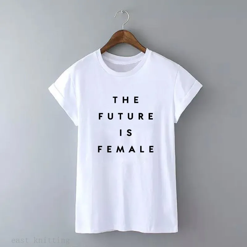 LUS LOS The future Is Female T-Shirt White Feminist Slogan Women Unisex Stylish Fashion Letter Printing | Женская одежда