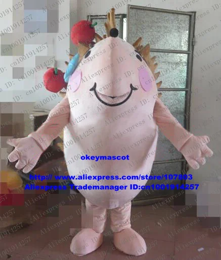Interesting Pink Hedgehog Hedgepig Mascot Costume Cartoon Character Mascotte Adult Body Smiling FAce NO.9503 Free Shipping | Тематическая