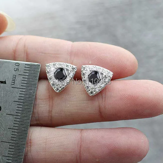 Женские серьги гвоздики в форме треугольника из настоящего серебра 925 пробы с