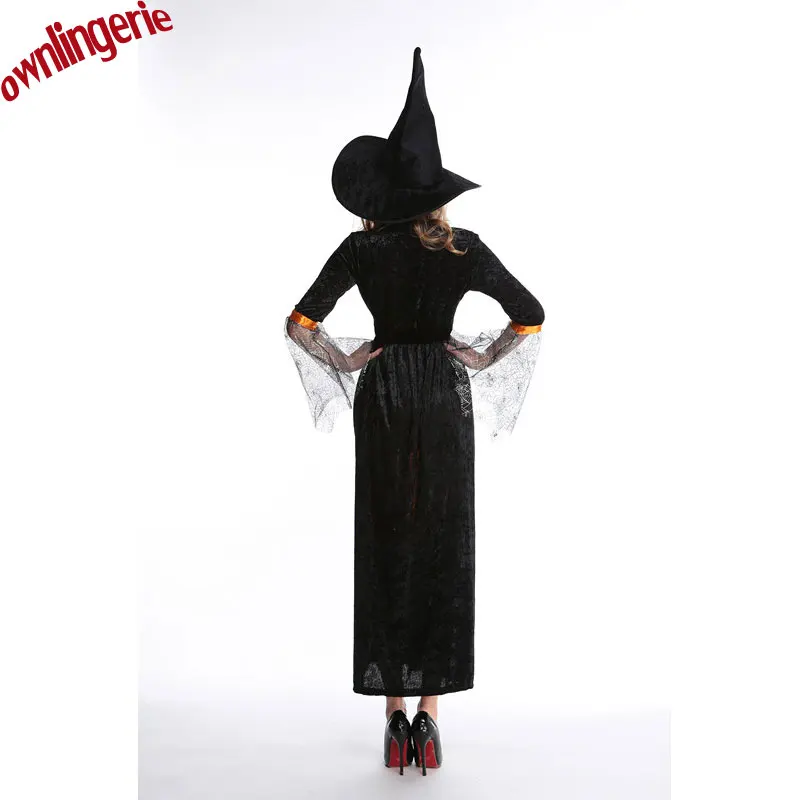 Новый стиль костюм ведьмы на Хэллоуин для взрослых сексуальный желтый и черный