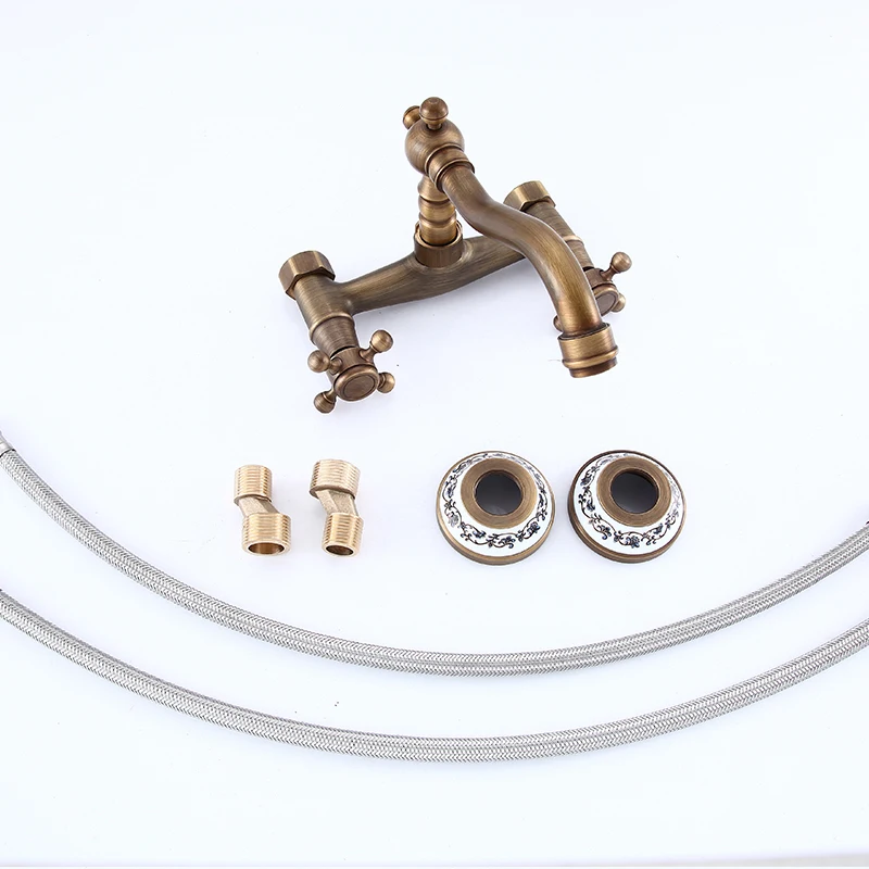 Смесители для ванной бассейна античная латунь фарфор смеситель настенный кран