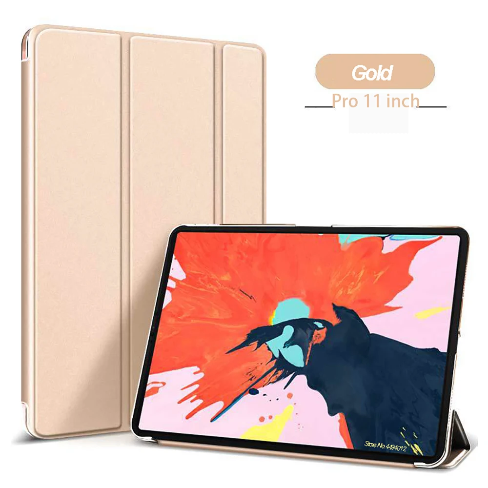 Чехол-подставка Trifold для нового iPad Pro 11, Ультратонкий чехол из искусственной кожи, Умный Магнитный чехол для iPad Pro 11, чехол - Цвет: Золотой