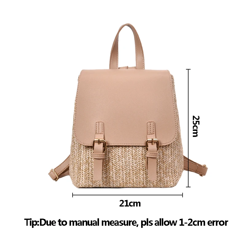 

Hot Women Fashion Backpack INS Popular Female Summer Travel Straw Bag Lady Holiday Panelled Bolsa Casual Woven Mochila BP3005