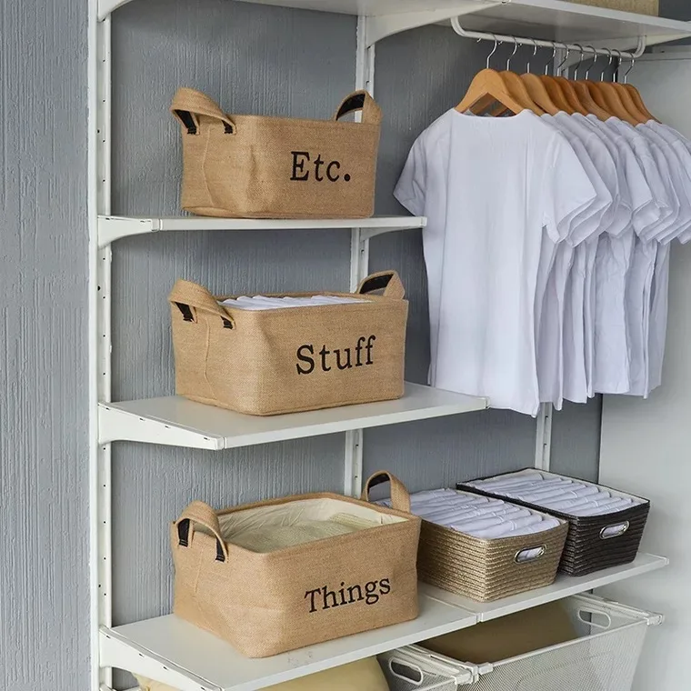 Simple Style Storage Boxes &amp Jute padded fabric storage box cotton linen clothing hard foldable | Дом и сад