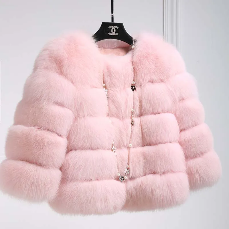 Savabien Winter New Fashion Women Faux Fur Coat Female Black Elegant Fluffy Thick Warm Artificial Fox Fur Jacket Outerwear