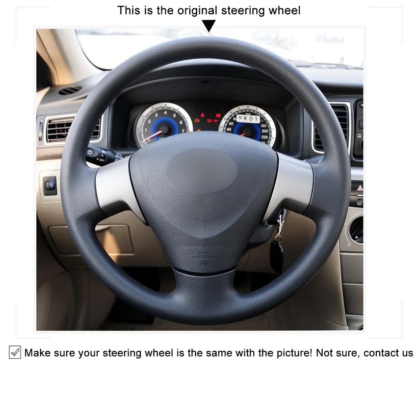 Чехол рулевого колеса автомобиля MEWANT из черной искусственной кожи для Toyota Corolla