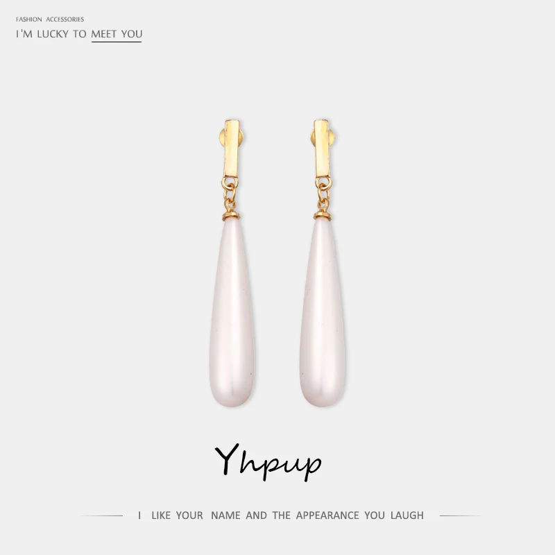 Серьги Yhpup OL длинные элегантные с искусственным жемчугом золотые романтические