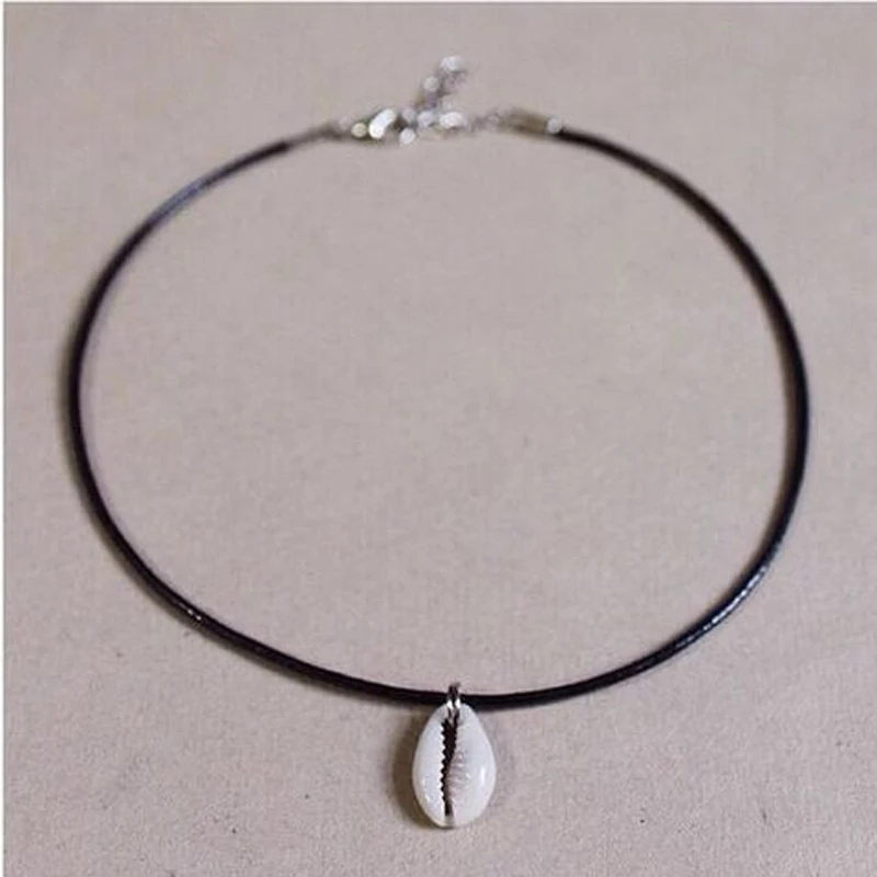 Харадзюку бохо уличный шик простой вид Cowrie Sea Shell колье ожерелье для женщин