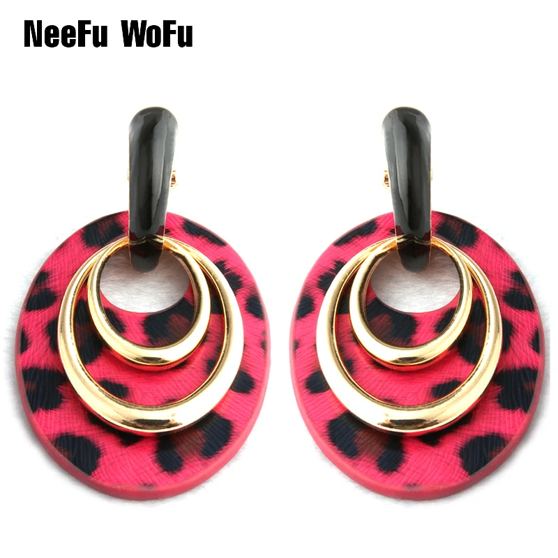 Женские серьги овальной формы NeeFu WoFu с тигром висячие из цинкового сплава и кожи