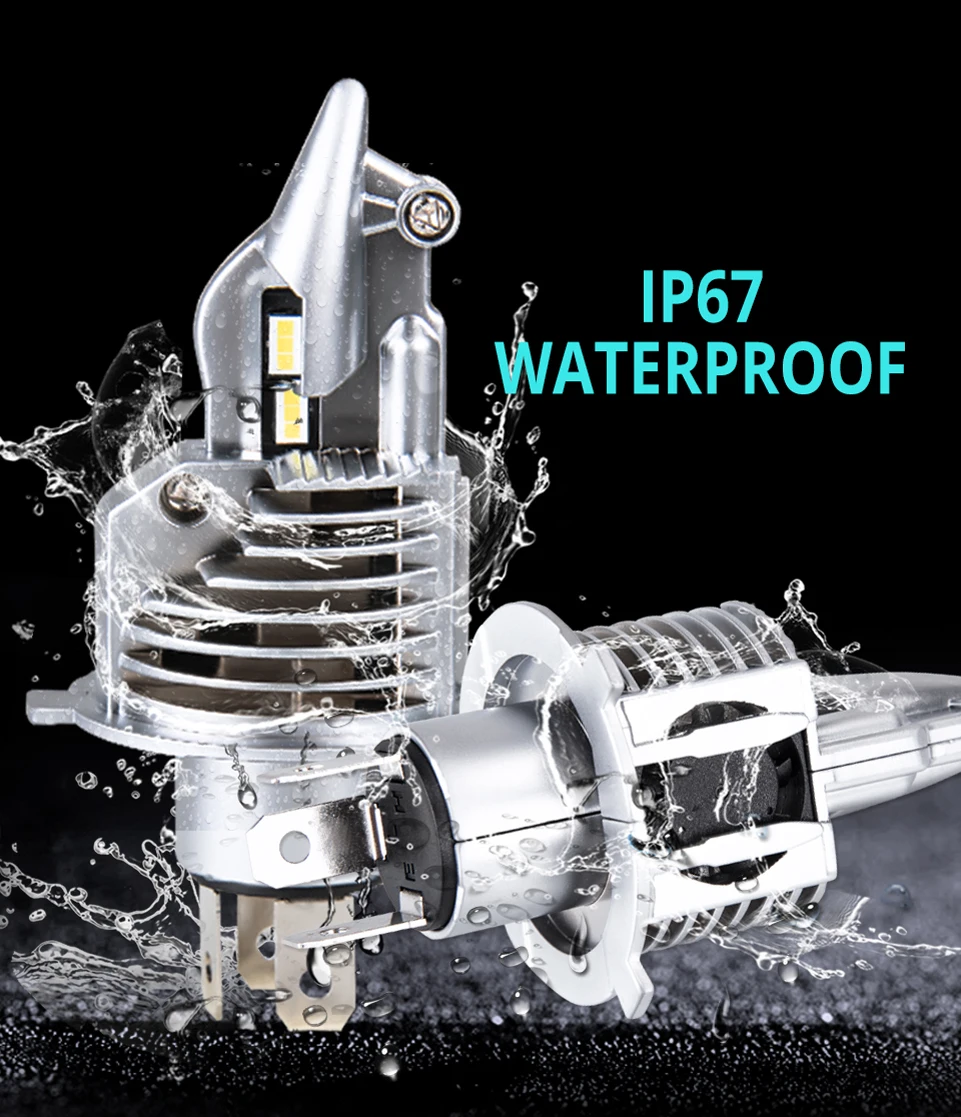 Acoosun H4 светодиодная передняя фара мотоцикла турбо Led H4 12 V 6500 k 6000lm головная противотуманные фонари для мотоцикла скутер P43t 12342