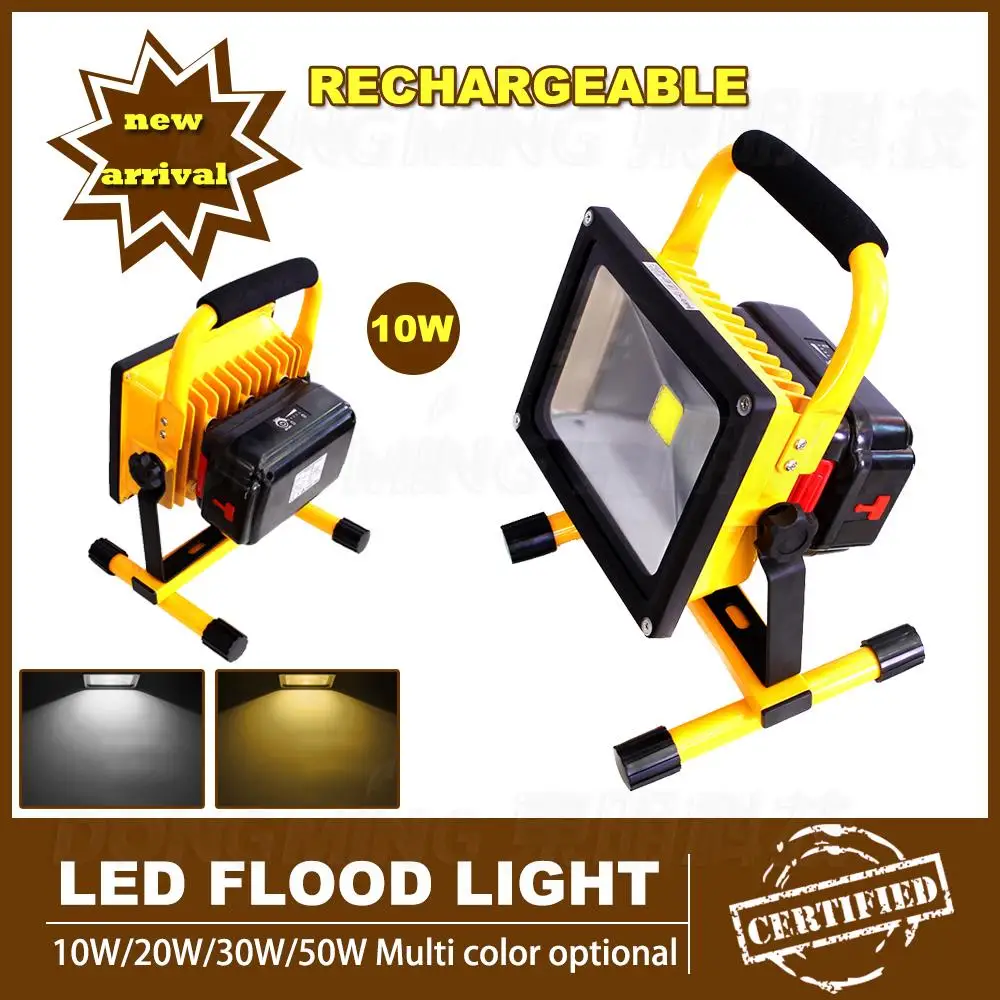 저렴한 휴대용 충전식 Led 홍수 빛 10 W 야외 Led 투광 조명 작업 램프 비상 캠핑 하이킹 Lanterna 충전기