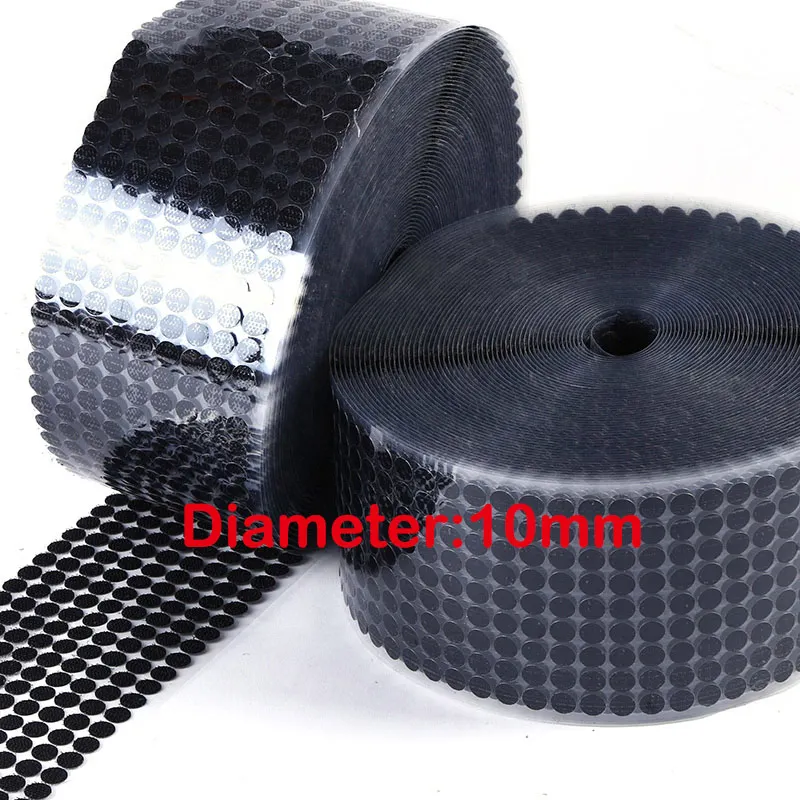 10mm black 50pair 50 пар/10/15/20/25/30 мм самоклеящаяся крепежная лента в горошек сильный клей на крючками и петлями Стикеры белый черный диск монеты магия - Цвет: 10mm black 50pair