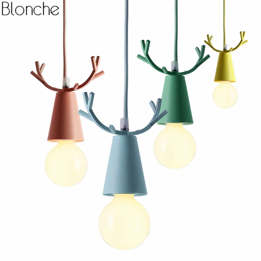 Скандинавский олень подвесные светильники Рождественские рога Hanglamp E27 Led