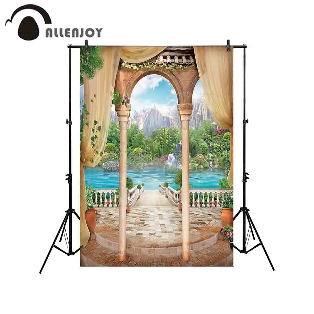 Фон для фотосъемки Allenjoy с изображением старого камня балкона дворца бассейна