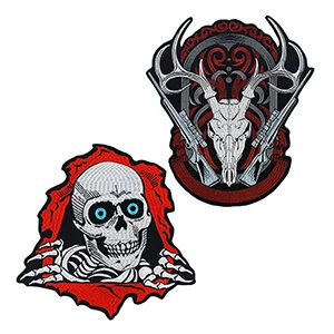 mix skull deer Череп Вышивка олень пистолет патчи меч мужчина женщина цветок аппликация для одежды железо на одежду мотоцикл Байкерский значок наклейки - Цвет: mix skull deer