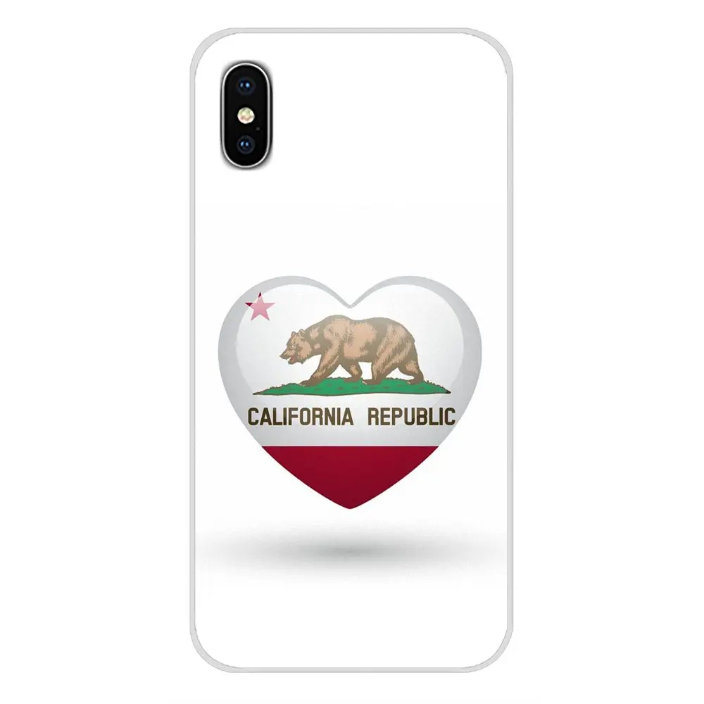 Чехол для мобильного телефона медведь California флаг Apple iPhone X XR XS MAX 4 4S 5 5S 5C SE 6 6S 7 8 Plus