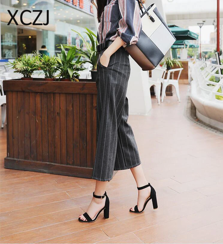 Sexy High Heels Personalized Women's Sandals 2018 new Summer Thick Open-toe Word Tide Fashion Buckle | Обувь