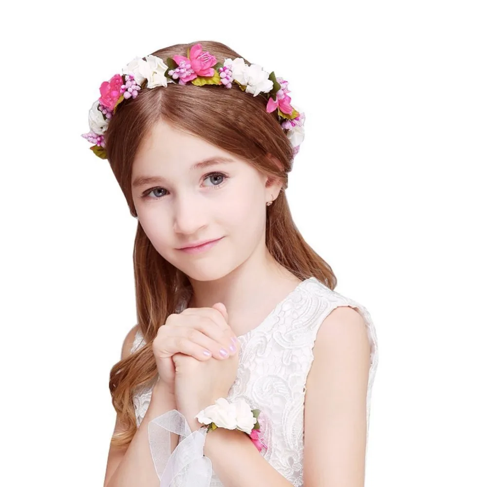 Fashion Female Bohemia Wreath Tiaras Hairband Pink Purple Flower Crown Headband Women Wedding Bridal Headdress Hair Accessories | Украшения