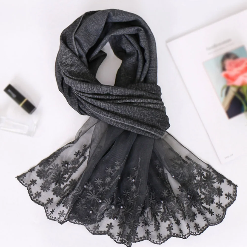 Мусульманский шарф женский черный Хиджаб Исламские шали арабский головной убор