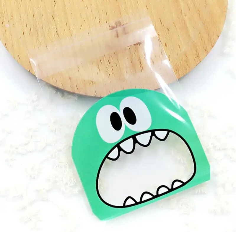 100 упаковок милый маленький монстр пластиковые пакеты для печенья самоклеющийся