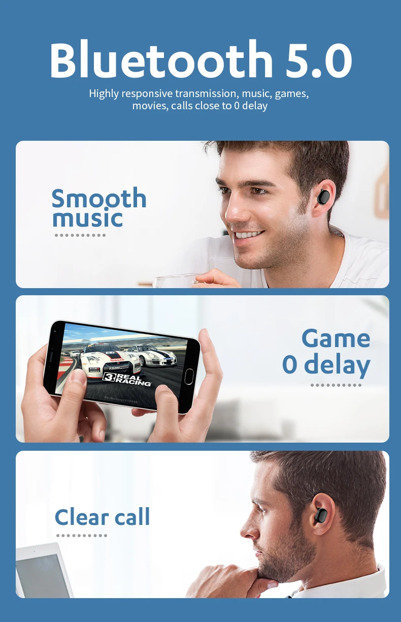 Сенсорный экран работают наушники-вкладыши TWS Bluetooth наушники V5.0 Двойной Наушники Стерео звонки воспроизведения музыки Беспроводной гарнитура с Портативный зарядный чехол
