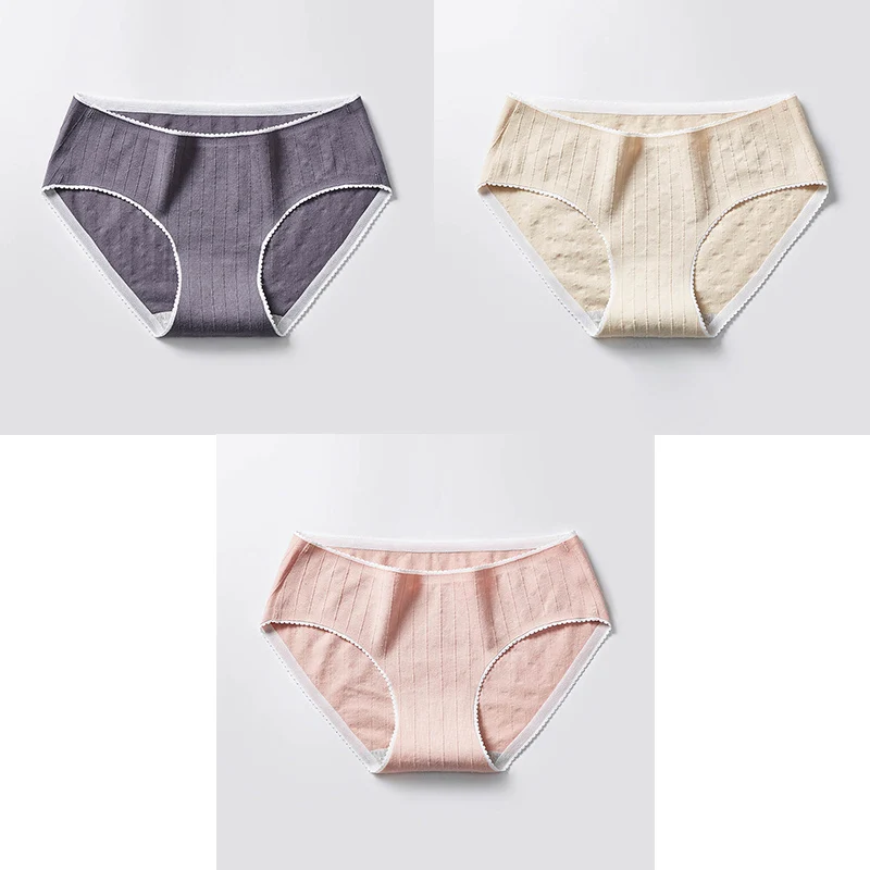 DarkGrey Nude Pink 3 Pcs Cotton Briefs Woman Panties Low Waist Breathable Antibacterial Female Panties Brand Quality New Briefs Underwear For Women - Цвет: DarkGrey Nude Pink