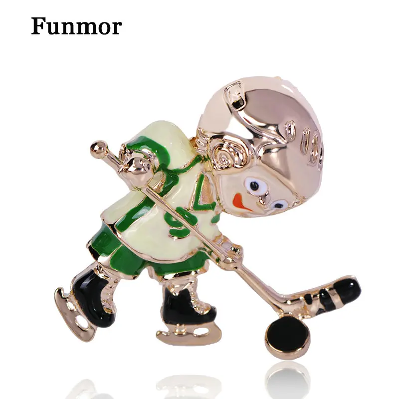 Funmor Повседневная фигура хоккеиста брошь эмалированные булавки для мальчиков