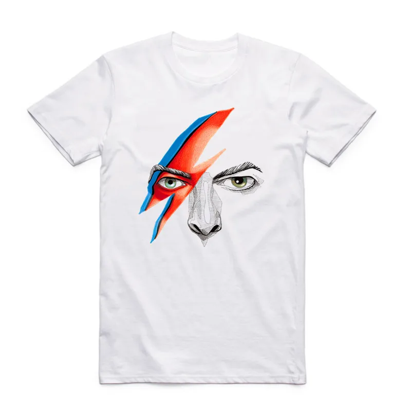 Летняя модная мужская Винтажная Футболка с принтом Rock Bowie David Ziggy Stardust белая