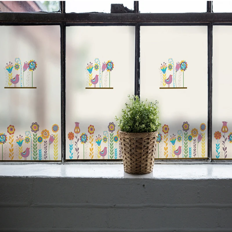Букетные Наклейки На Окна Балкон подоконник для спальни прозрачный непрозрачный