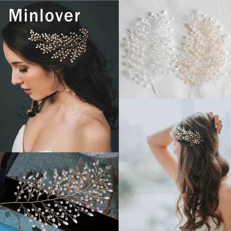 Minlover Marquise ручной работы свадебные расчески для волос/булавки кристалл милый цветок свадебные аксессуары для волос с жемчугом повязка на голову украшения для волос