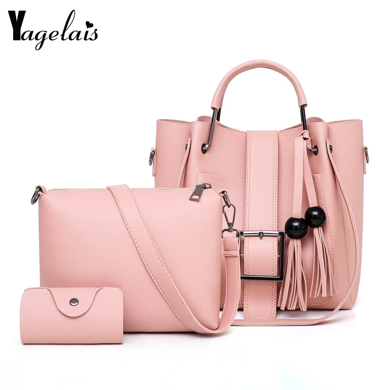 Новинка лета 2019 модная сумка через плечо из трех частей с кисточками