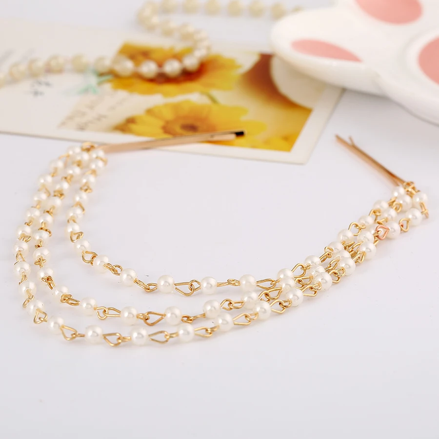 Заколка для волос с жемчужинами Женская милая Свадебная заколка золотой