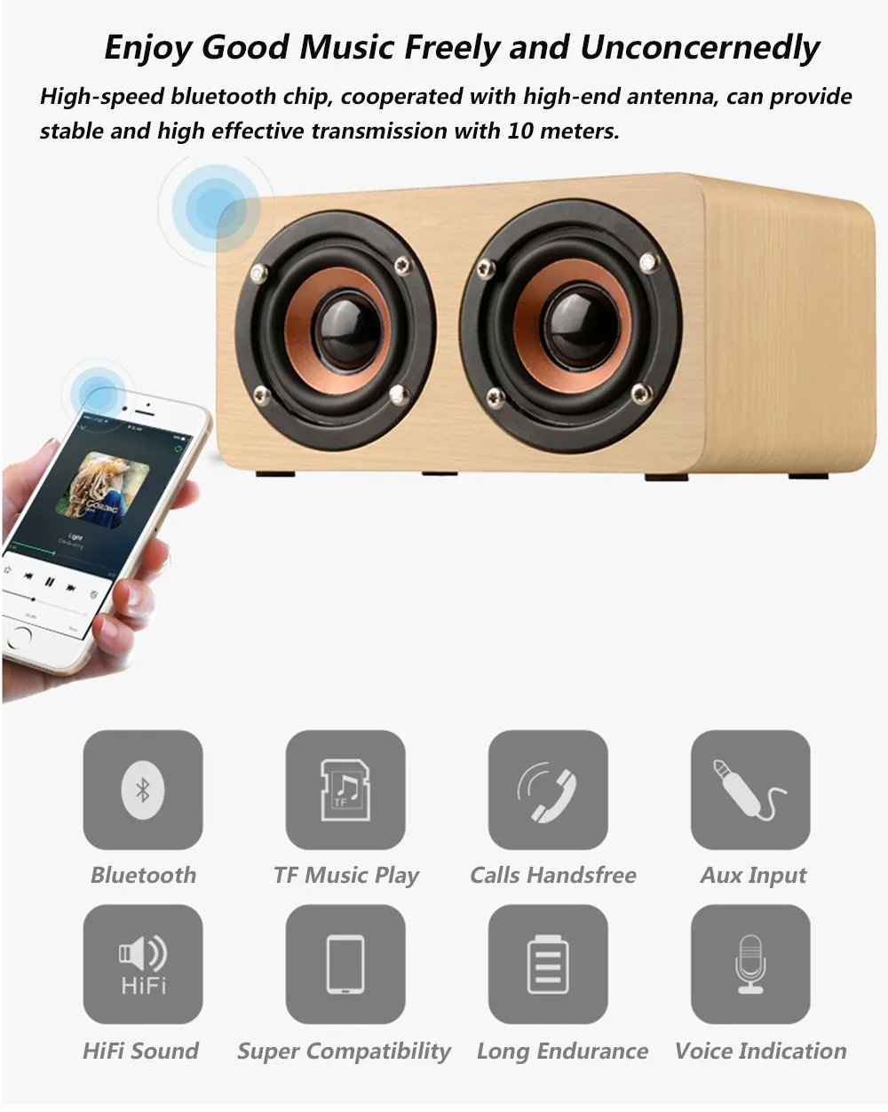 Деревянная Bluetooth Колонка в стиле ретро HIFI беспроводные двойные колонки 3D
