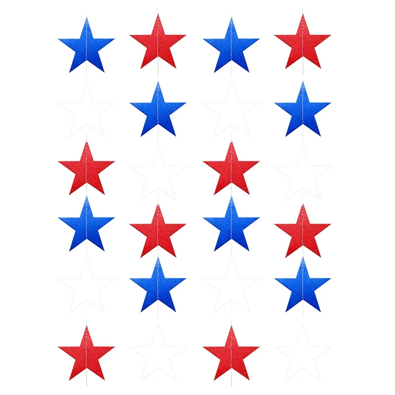 4th of July США Бумага звезда гирлянды и формирующая листы для кровли 4 м длинной цепи