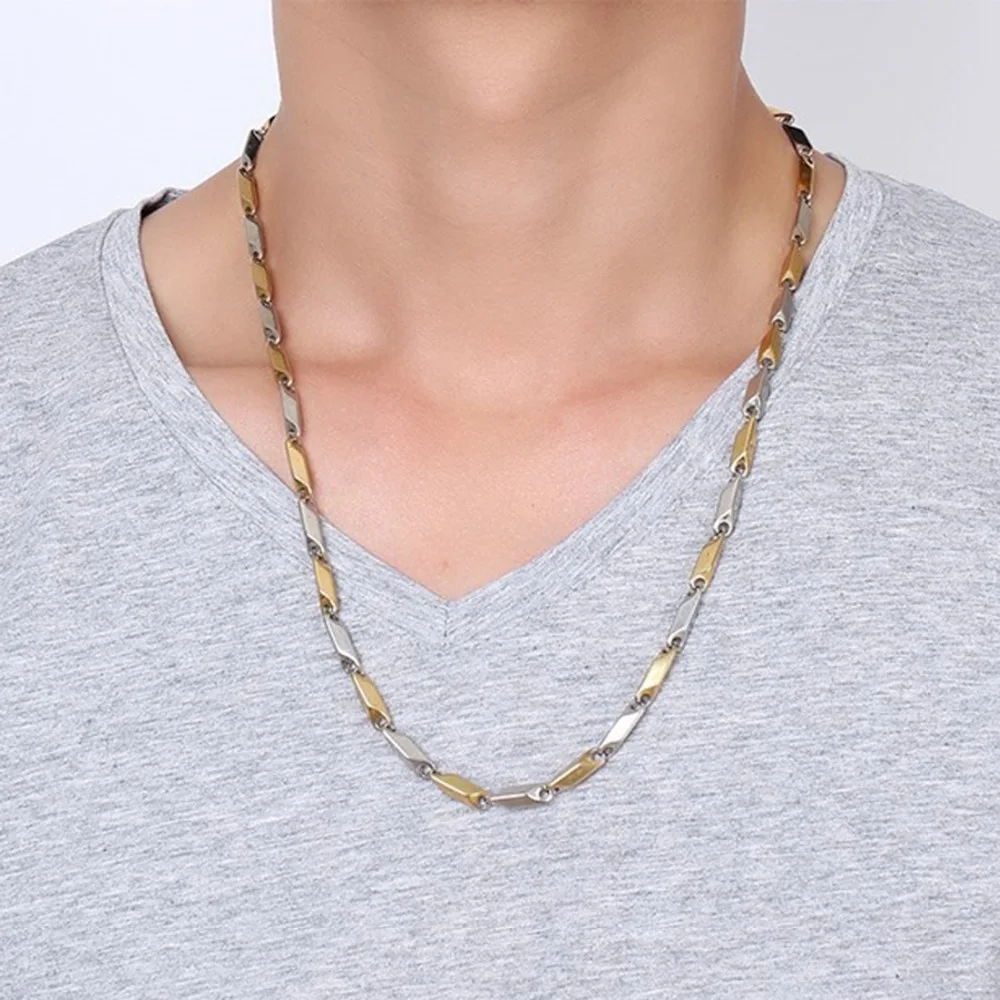 16-40 inch Silver Gold-color Stainless Steel Chain Necklace For Men Women Flat Wide 2/2.5/3/4 mm | Украшения и аксессуары