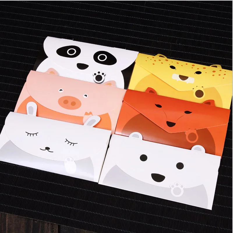 8x16cm Cute Cartoon Animal Greeting Cards Kids Fun Message Birthday Invitation | Дом и сад