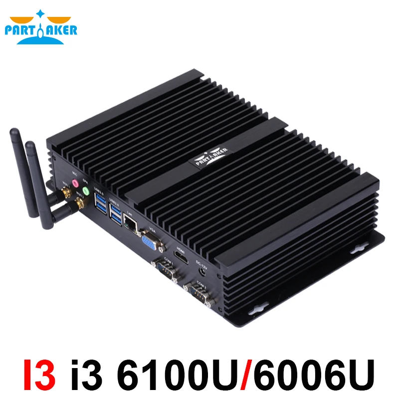 Billig Intel Core I3 6100U I3 6006U Skylake Industrielle Mini PC Barebone Linux Micro Computer Win10 HTPC 300M Wifi VGA HDMI 2 COM-Ports