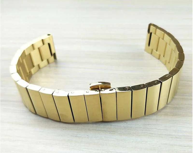 Золотой Ремешок из нержавеющей стали 16 мм 18 мм для Huawei talkband B3 B5 ремешок для часов 20 мм 22 мм для samsung S2 S3 Ремешок Браслет#35 - Цвет: Золотой
