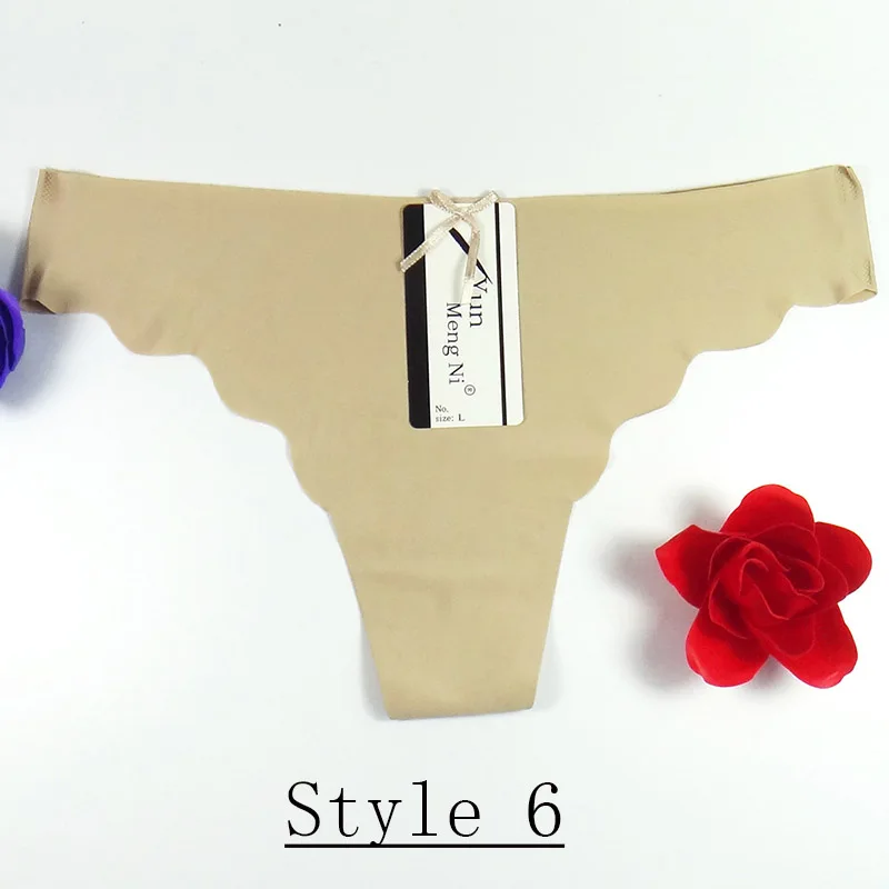 Style 6 1 шт. сексуальные трусики женские шелковые без следа милые трусики с низкой талией, комфортные Соблазнительные розовые стринги Женское нижнее белье дешево - Цвет: Style 6