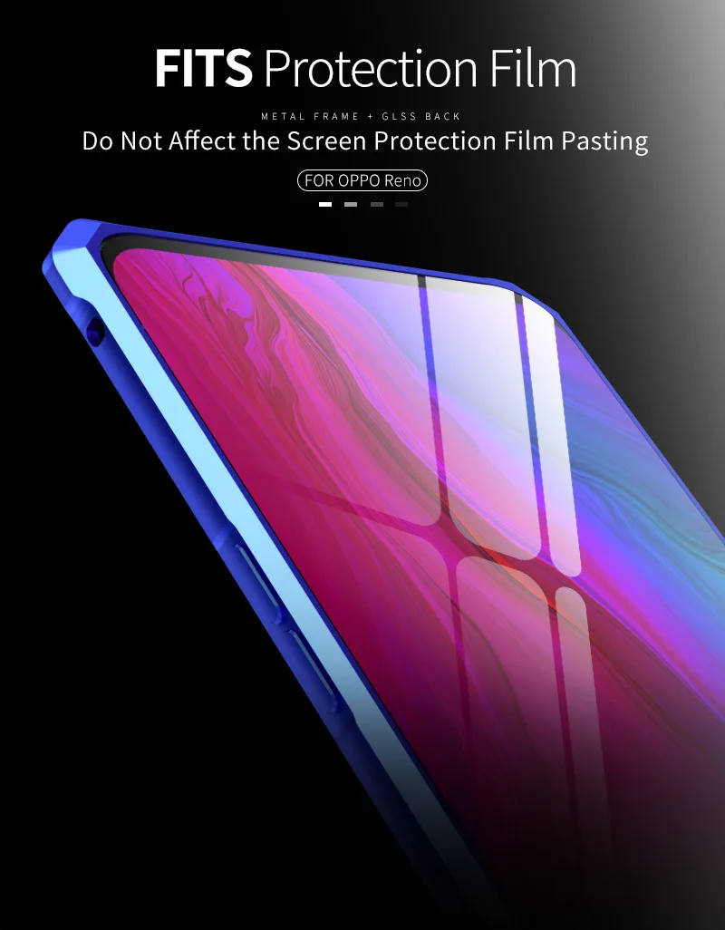Для OPPO Reno 10x zoom чехол для телефона Роскошный прозрачный чехол из закаленного стекла с металлической рамкой жесткий чехол s для OPPO Reno чехол Fundas