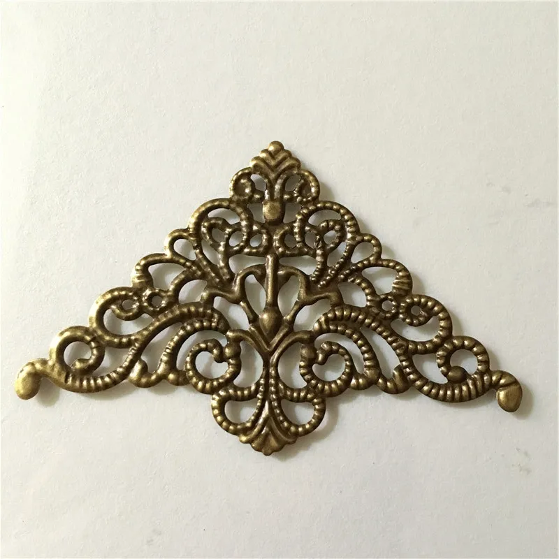 Filigree Triangle Wraps Connectors Cabochon Cameos DIY Jewelry Findings Fit Base Settings Bronze Tone 10Pcs | Украшения и