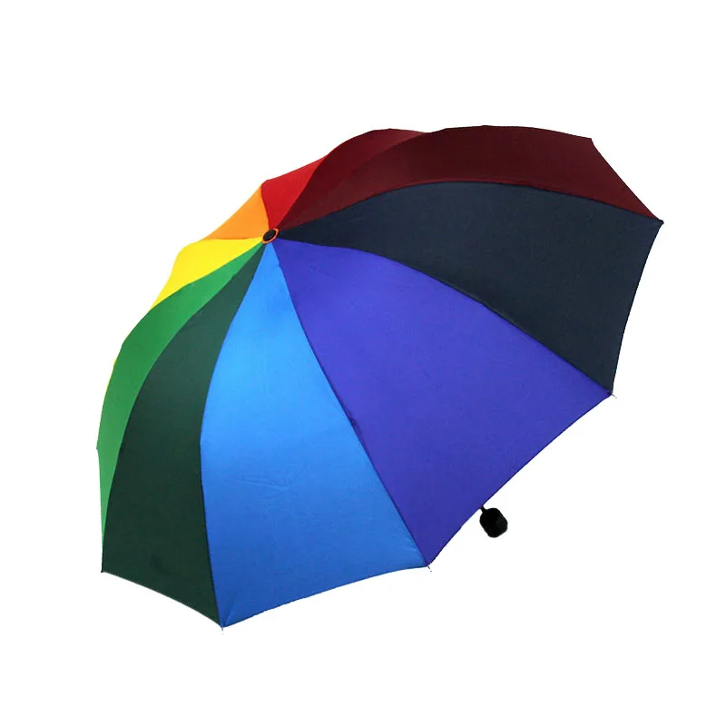Новинка трехскладной Зонт Unbrella rain для женщин модный Радужный уличный с 8 ребрами
