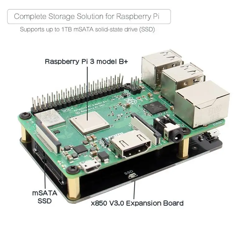 Raspberry Pi 3 Model B + (Plus)/3B Msata Ssd Плата расширения X850 V3.0 Usb 0 плата Модуль для | Компьютеры и