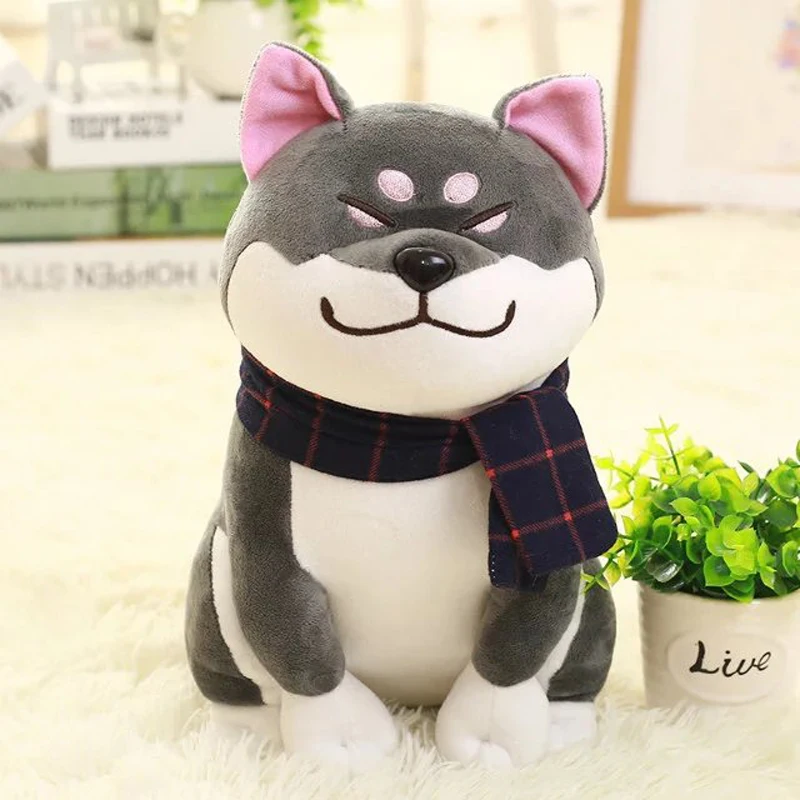 

new plush gray Akita dog toy lovely cute fat sitting Akita dog doll gift about 45cm