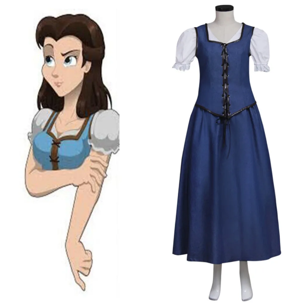 Платье Belle Once Upon a Time для косплея костюм с юбкой взрослых Женский карнавальный на